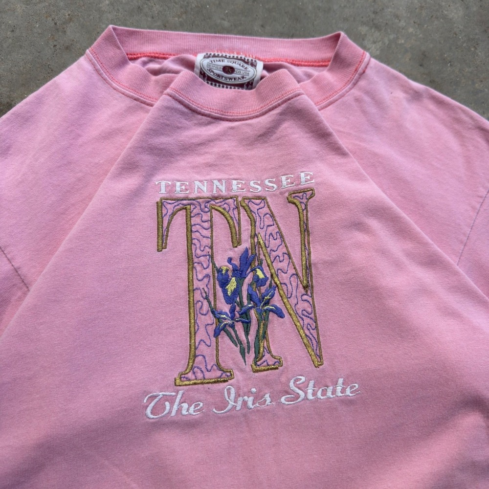 Vintage Time Square Sportswear Tennessee Iris State Pink Embroidered T-Shirt M